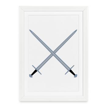 Épées croisées. - Affiche encadrée (27 × 37 cm) - blanc - Devant