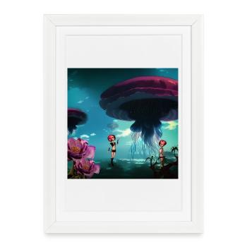 Stunning jellyfish float in the sky - Framed poster (27 × 37 cm) - white - Front