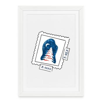 Xmas vs. Trex - Framed poster (27 × 37 cm) - white - Front