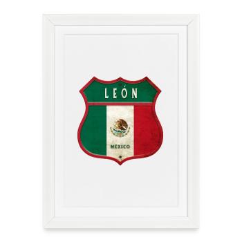 Leon Mexico coat of arms design - Framed poster (27 × 37 cm) - white - Front