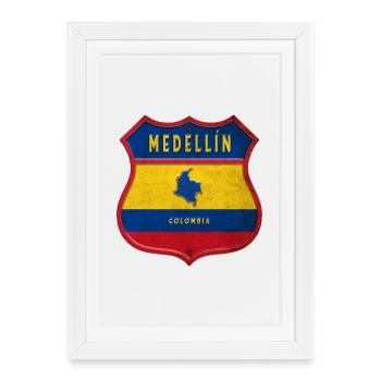 Medellín Colombia coat of arms design - Framed poster (27 × 37 cm) - white - Front