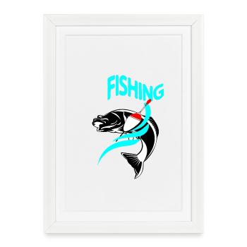 Fishing - Framed poster (27 × 37 cm) - white - Front