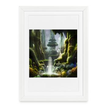 Fantasy landscape in the morning. - Framed poster (27 × 37 cm) - white - Front