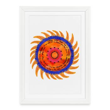 Police noire Sunshine Mandala - Affiche encadrée (27 × 37 cm) - blanc - Devant