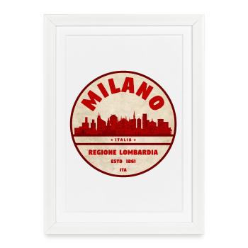 Milan Skyline Retro Badge Lombardy - Framed poster (27 × 37 cm) - white - Front