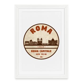 Silhouette Roma, capitale romaine - Affiche encadrée (27 × 37 cm) - blanc - Devant