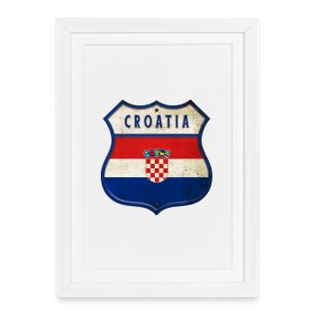 Design des armoiries du drapeau de la Croatie - Affiche encadrée (27 × 37 cm) - blanc - Devant