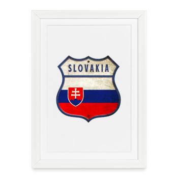 Design du drapeau de la Slovaquie et des armoiries - Affiche encadrée (27 × 37 cm) - blanc - Devant