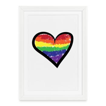 Rainbow Heart Bisexual Lgbt Sexuality Gay - Framed poster (27 × 37 cm) - white - Front