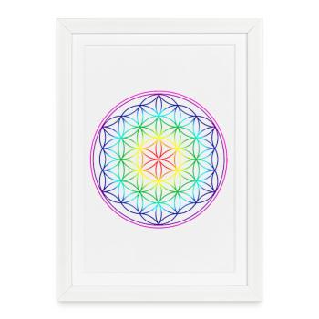 FLEUR DE VIE ARC EN CIEL - Affiche encadrée (27 × 37 cm) - blanc - Devant