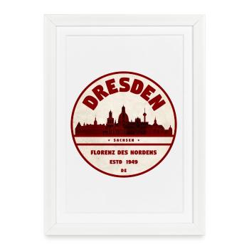 Dresde - Affiche encadrée (27 × 37 cm) - blanc - Devant