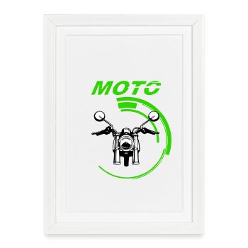 Moto - Affiche encadrée (27 × 37 cm) - blanc - Devant