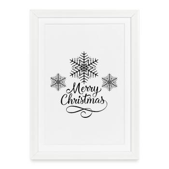 flocon de neige Joyeux Noël - Affiche encadrée (27 × 37 cm) - blanc - Devant