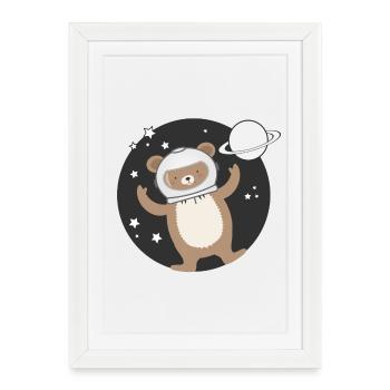 cute astronaut bear in comic style - Framed poster (27 × 37 cm) - white - Front