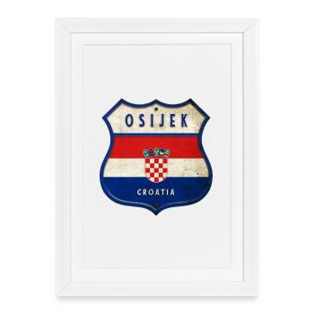 Osijek Croatia flag coat of arms design - Framed poster (27 × 37 cm) - white - Front