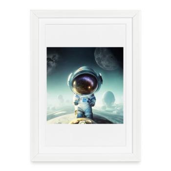 Le petit astronaute sur une planète - Affiche encadrée (27 × 37 cm) - blanc - Devant
