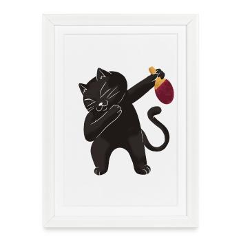 Table Tennis Katze Pingpong Outfit Cat Tischtennis - Framed poster (27 × 37 cm) - white - Front
