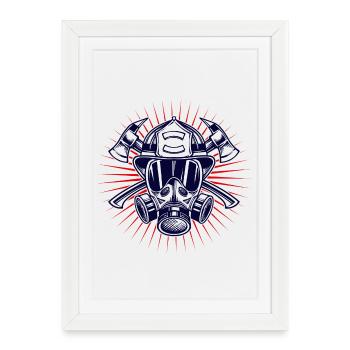Protection incendie Casque de pompiers Lifesaver - Affiche encadrée (27 × 37 cm) - blanc - Devant