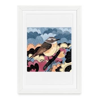 Brownthroat Bird 2023 Illustration - Affiche encadrée (27 × 37 cm) - blanc - Devant