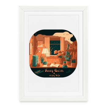 Restez calme - Affiche encadrée (27 × 37 cm) - blanc - Devant