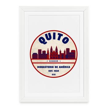Emblème rétro du monastère de Quito 1534 - Affiche encadrée (27 × 37 cm) - blanc - Devant