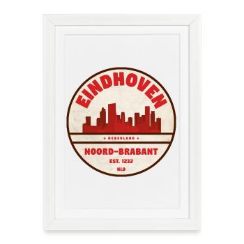Insigne de la ligne d’horizon d’Eindhoven NL - Affiche encadrée (27 × 37 cm) - blanc - Devant