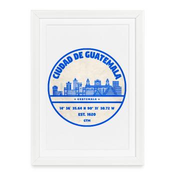 Guatemala City Skyline Stamp - Framed poster (27 × 37 cm) - white - Front