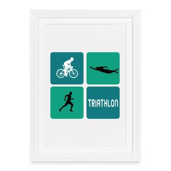 Design sportif pour le triathlon - Affiche encadrée (27 × 37 cm) - blanc - Devant