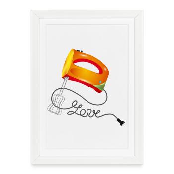 Mélangeur à main coloré avec beaucoup d’amour - Affiche encadrée (27 × 37 cm) - blanc - Devant
