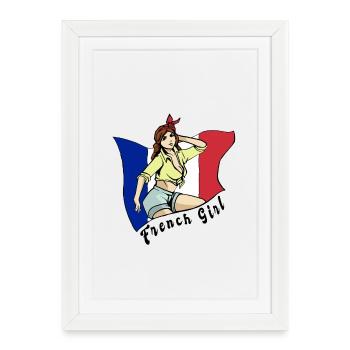 France girl flag design - Framed poster (27 × 37 cm) - white - Front