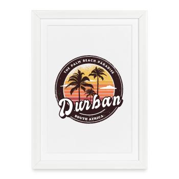 Durban South Africa palm design - Framed poster (27 × 37 cm) - white - Front