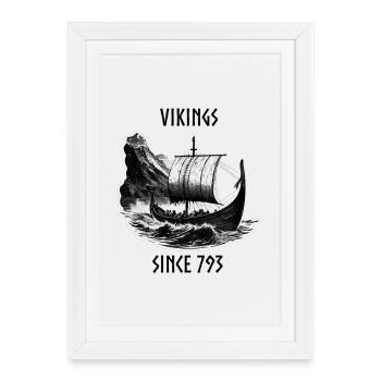 Vikings since 793 - Gerahmtes Poster (27 × 37 cm) - Weiß - Vorne