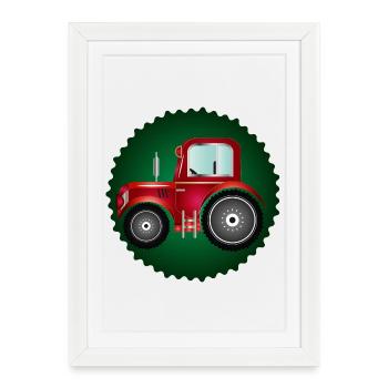 Patch de tracteur rouge pour tracteurs et ventilateurs agricoles - Affiche encadrée (27 × 37 cm) - blanc - Devant