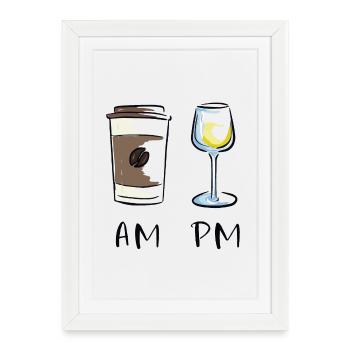 AM - PM, Coffee - Wine - Framed poster (27 × 37 cm) - white - Front