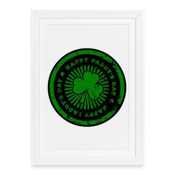 Empreinte verte de la Saint-Patrick - Affiche encadrée (27 × 37 cm) - blanc - Devant