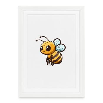Abeille comique mignonne - Affiche encadrée (27 × 37 cm) - blanc - Devant