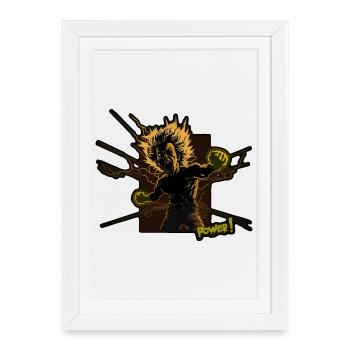 Pouvoir Électrique Heroïque - Power Man - Affiche encadrée (27 × 37 cm) - blanc - Devant