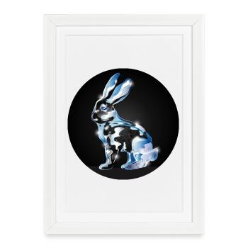 Lapin en verre coloré en aspect verre - Affiche encadrée (27 × 37 cm) - blanc - Devant