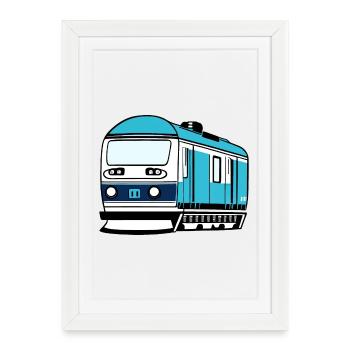 Locomotive, train, chemin de fer - Affiche encadrée (27 × 37 cm) - blanc - Devant