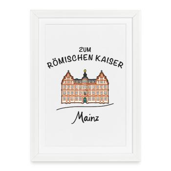 Mainz, Wahrzeichen Zum Römischen Kaiser - Gerahmtes Poster (27 × 37 cm) - Weiß - Vorne