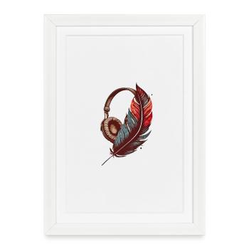 Conception de casque ancien avec stylo, mélomanes - Affiche encadrée (27 × 37 cm) - blanc - Devant