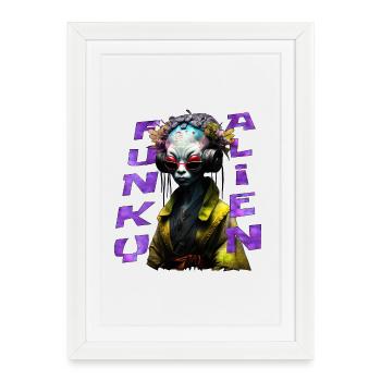 Funky alien 02 - Affiche encadrée (27 × 37 cm) - blanc - Devant