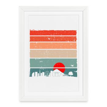Coucher de soleil Torii Skyline - Affiche encadrée (27 × 37 cm) - blanc - Devant