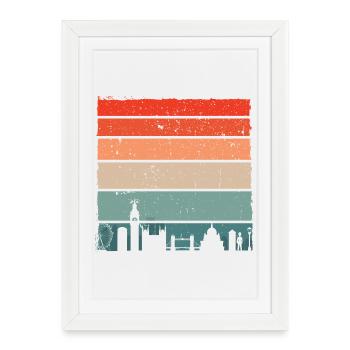 Sunset Skyline Stripes - Framed poster (27 × 37 cm) - white - Front