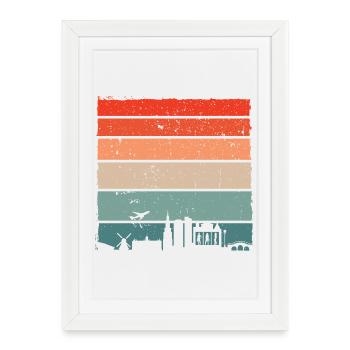 Sunset Skyline Silhouette - Framed poster (27 × 37 cm) - white - Front