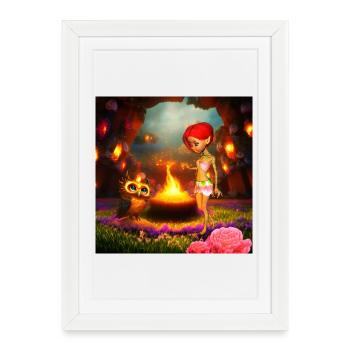 The Amazing Adventures of the Fairy and the Owl of - Framed poster (27 × 37 cm) - white - Front