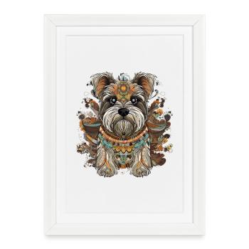 Chien mosaïque - Affiche encadrée (27 × 37 cm) - blanc - Devant