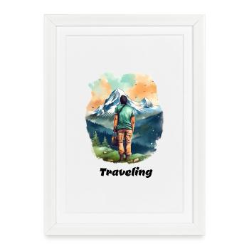 Traveling - Framed poster (27 × 37 cm) - white - Front