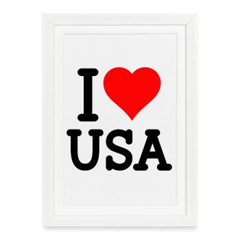 i love usa - Affiche encadrée (27 × 37 cm) - blanc - Devant