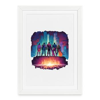 Super-héros - Affiche encadrée (27 × 37 cm) - blanc - Devant